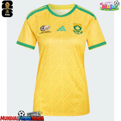 Camiseta Sudáfrica Primera Equipación Replica Mundial 2026 para mujer mangas cortas